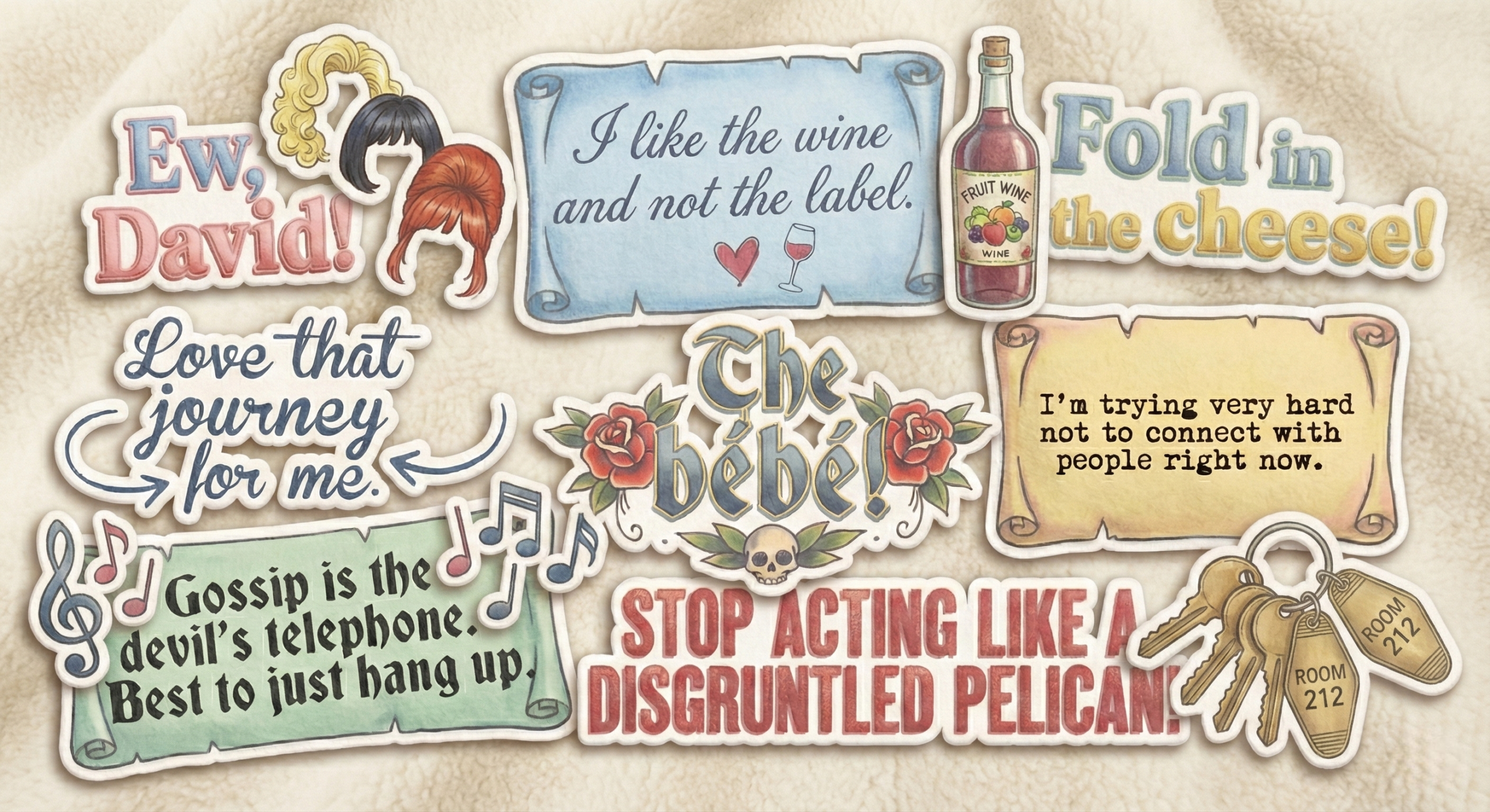 Collage of quotes from Schitt's Creek.